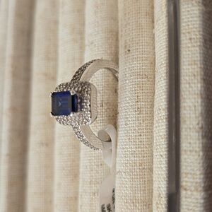 KOHL'S BRAND STERLING SILVER BLUE & WHITE LAB CREATED SAPPHIRE RING SIZE 7